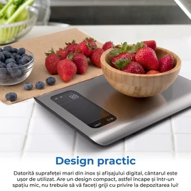 Imagine 6/10 - Cântar de bucătărie smart Etekcity cu calculator de calorii ESN00-RBS