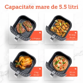 Imagine 6/12 - Friteuză cu aer cald și Aparat de deshidratare Cosori Steel  CP258-AF-DEU