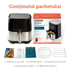 Imagine 10/12 - Friteuză cu aer cald și Aparat de deshidratare Cosori Steel  CP258-AF-DEU
