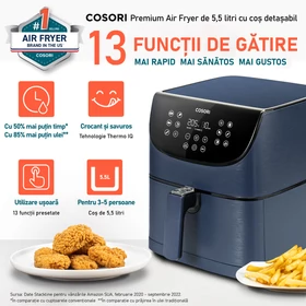 Imagine 2/9 - Friteuză cu aer cald Cosori Premium (Albastru) CP158-AF-RXL