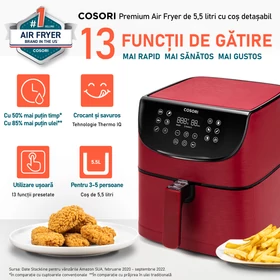 Imagine 3/9 - Friteuză cu aer cald Cosori Premium (Roșu) CP158-AF-RXR