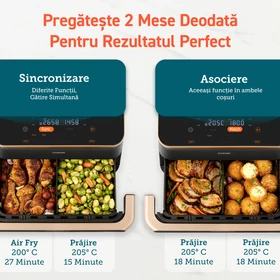 Imagine 11/12 - Friteuză cu Aer Cald Cosori Dual Blaze TwinFry, 10 litri
