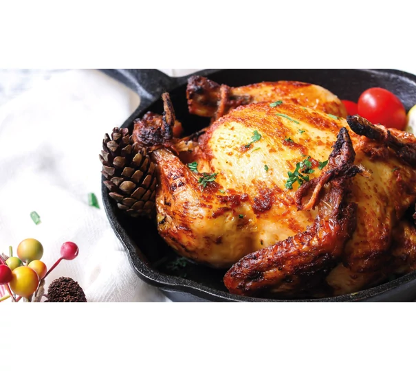  Găini de vânat Cornish marinate cu  garam masala și iaurt